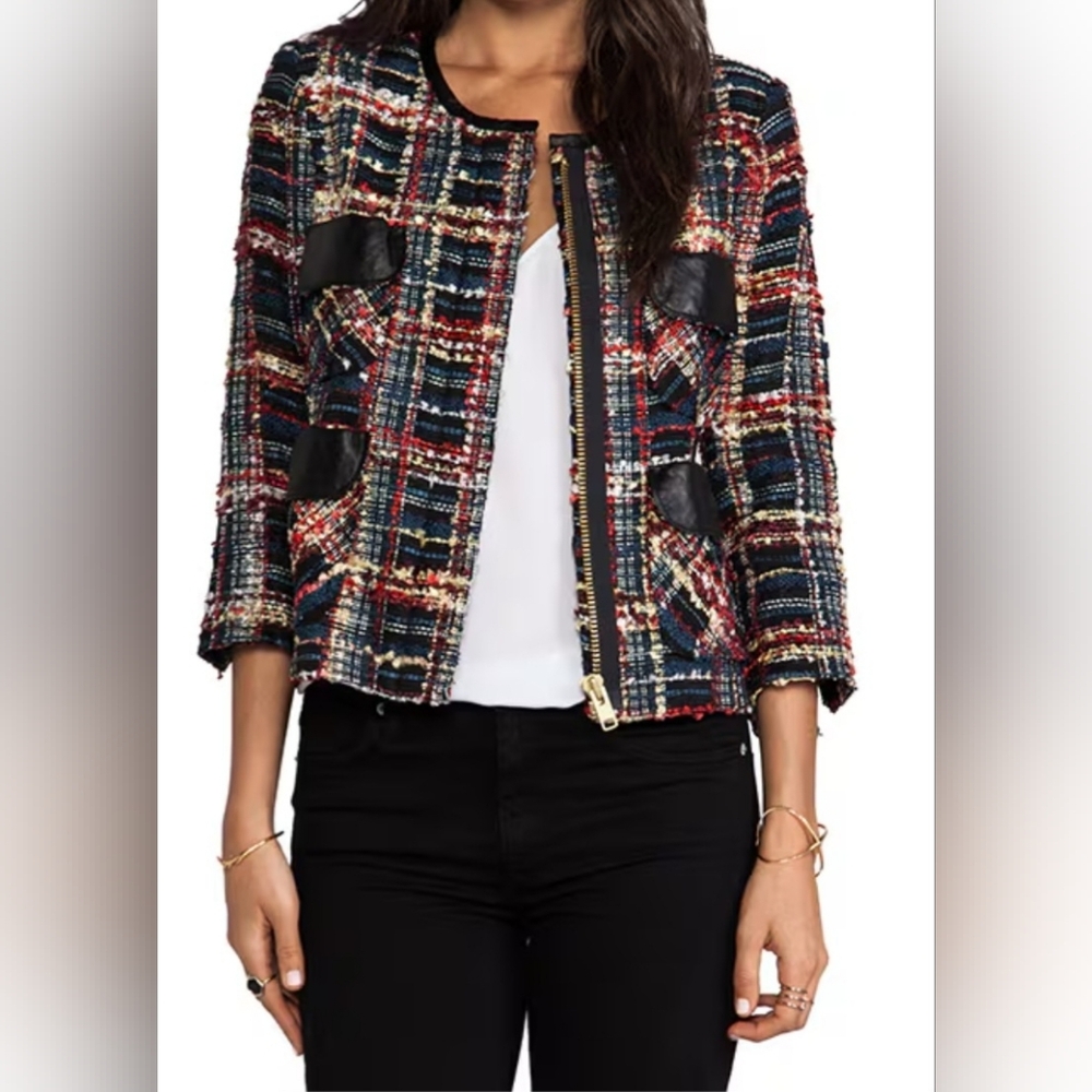 Symthe Boucle Plaid/ Tweed Jacket Size 4